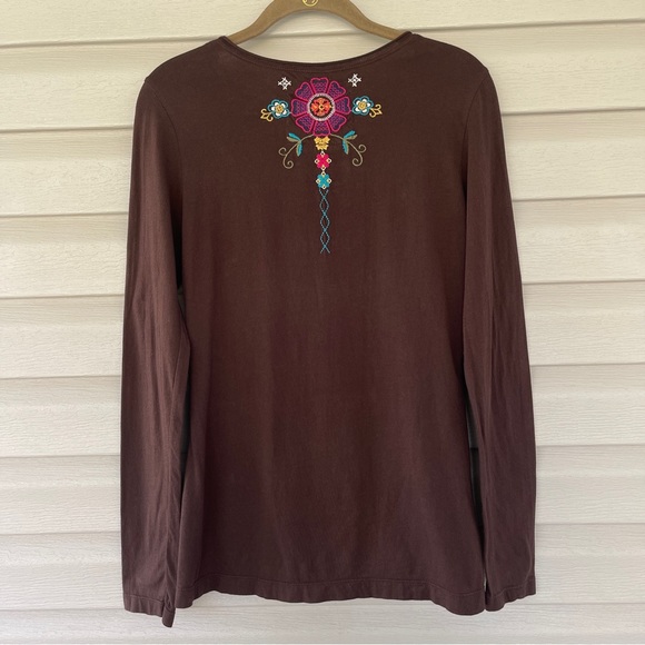 Johnny Was JWLA Joy Love Light Brown Multicolor Floral Embroidered Top Size XS - Picture 2 of 7